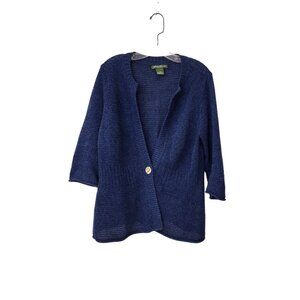 Eddie Bauer One Button Blue Cardigan Sweater